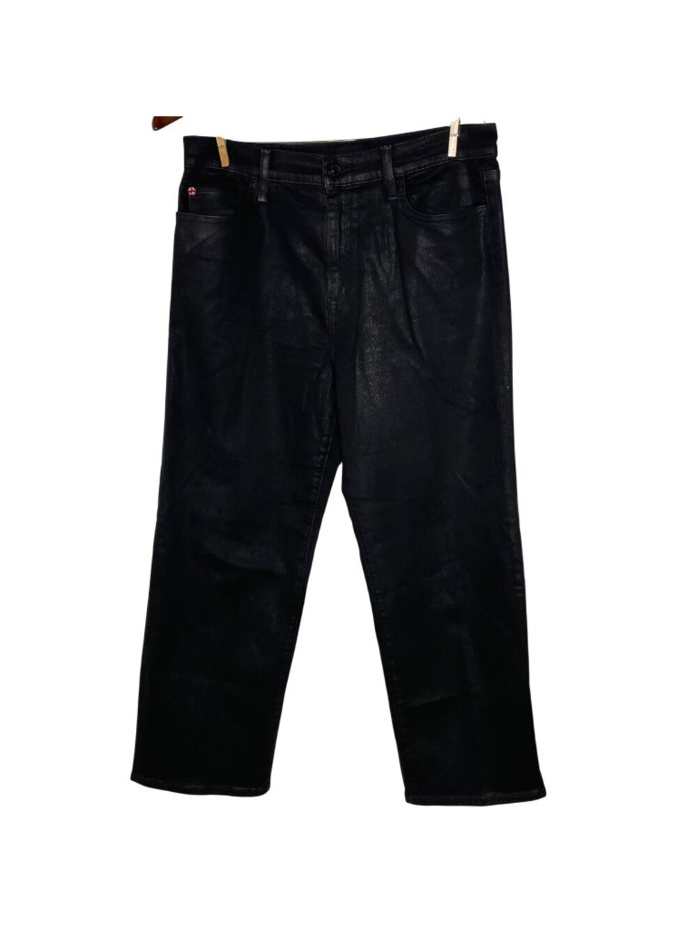 Hudson Noa High Rise Straight Crop Jeans Coated Black Sz 31 Stellar Wash